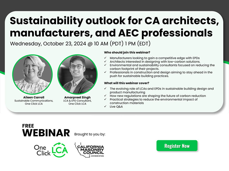 California Masonry Council Sustainability Outlook Webinar